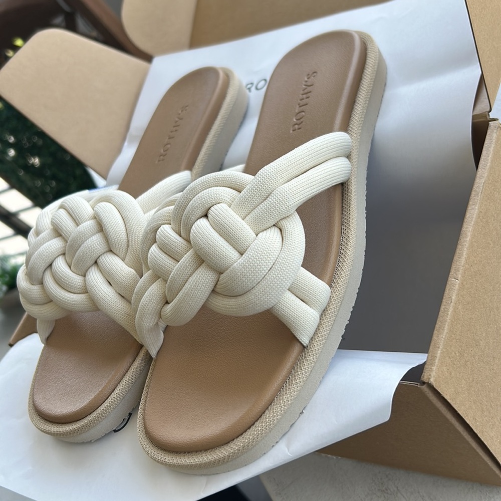 Rothy's Ivory Knotted Sandals